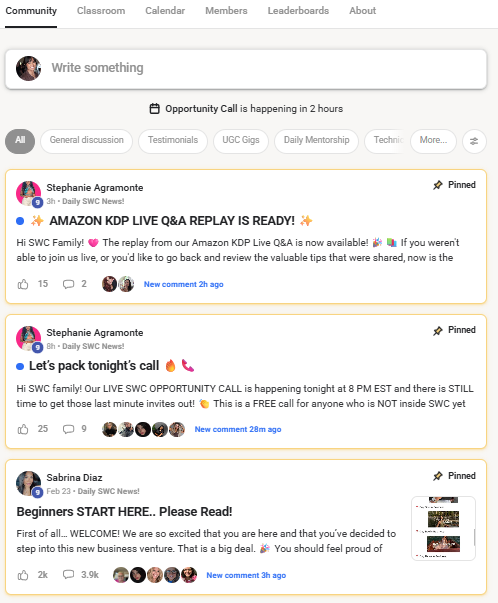 Community Feed inside SWC 2.0